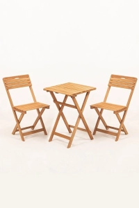Minderli Balkon Bahçe Mutfak 3'lü Bistro Set Katlanır Masa sandalye 50x50